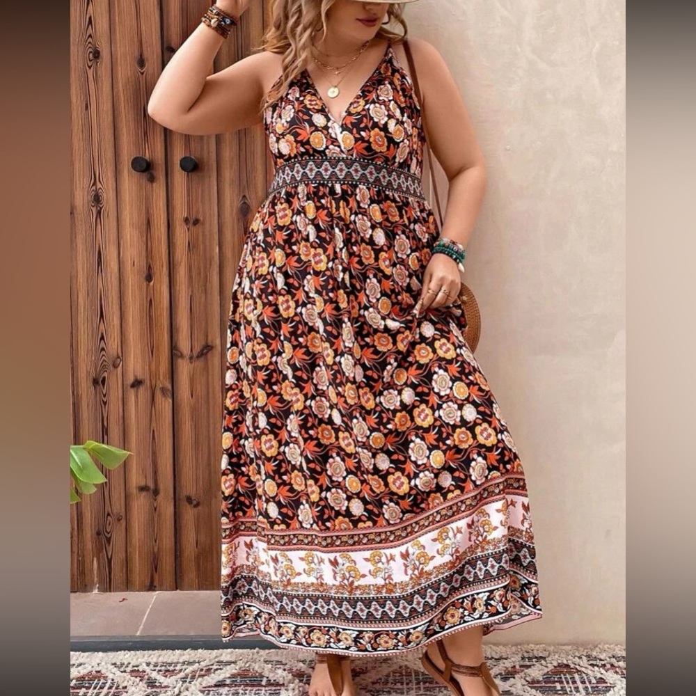 Boho floral print backless cami dress - Picture 11 of 11